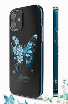 Kingxbar Butterfly Schutzhülle mit Swarovski-Kristallen iPhone 12 / 12 Pro blau